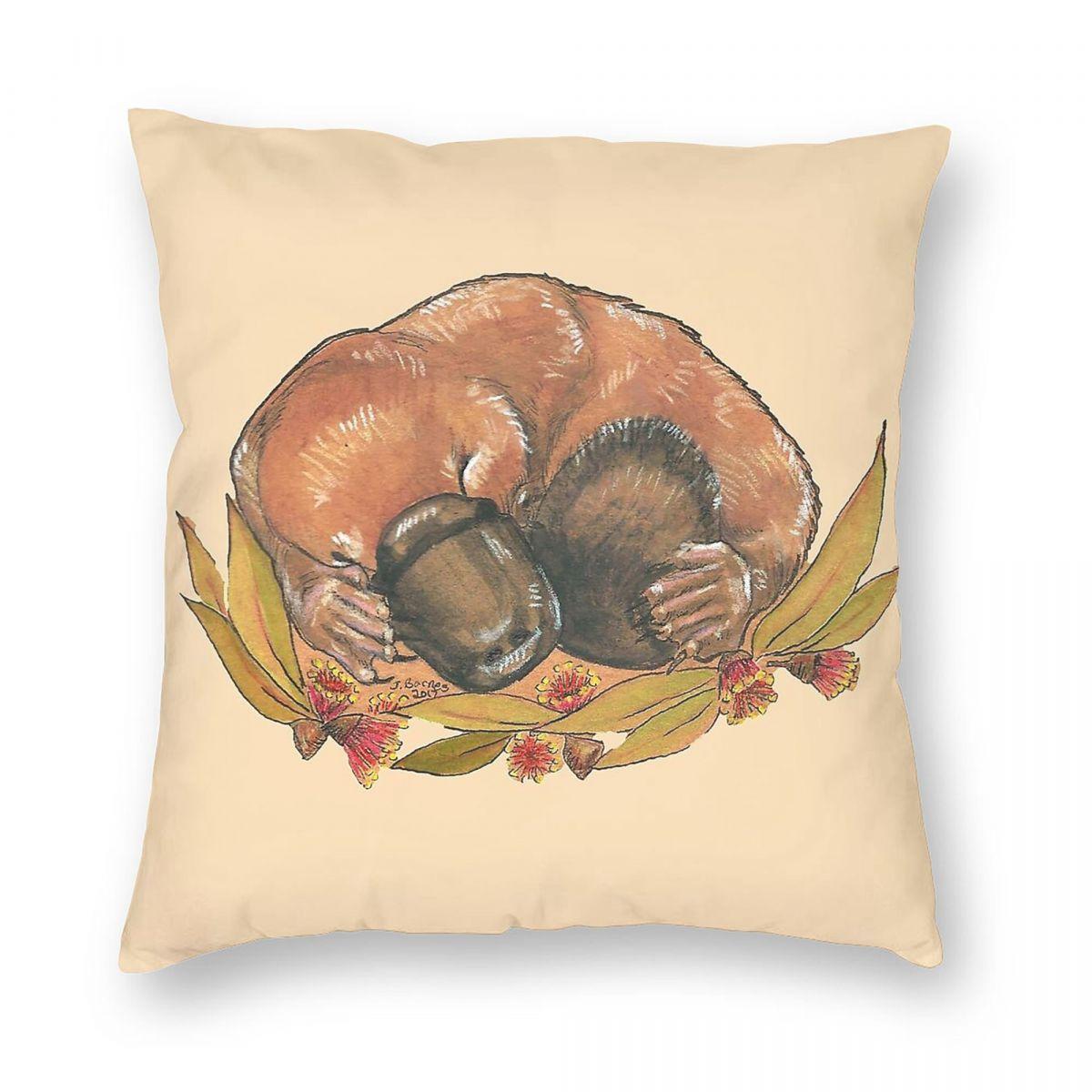 Sleepy Platypus Square Pillowcase Polyester Linen Velvet Pattern Zip Decor Throw Pillow Case Bed Cushion Cover 30x30cm