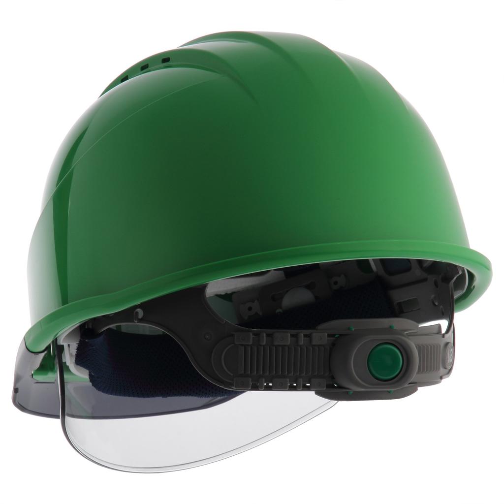 Sumibe Techno Plastic Helmet KKC3 Series with Ventilation Transparent Styrene Holes, Eaves, Liner, Midori/Smoke KKC3S-B-GR-S