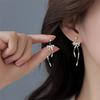 S925 Silver Ribbon Bow Stud Earrings Super Fairy Earrings Earrings