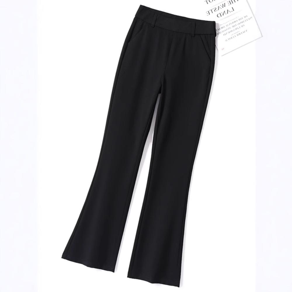 

High-Waist Elastic Black Flare Pants for Women - Autumn 2024 3XL