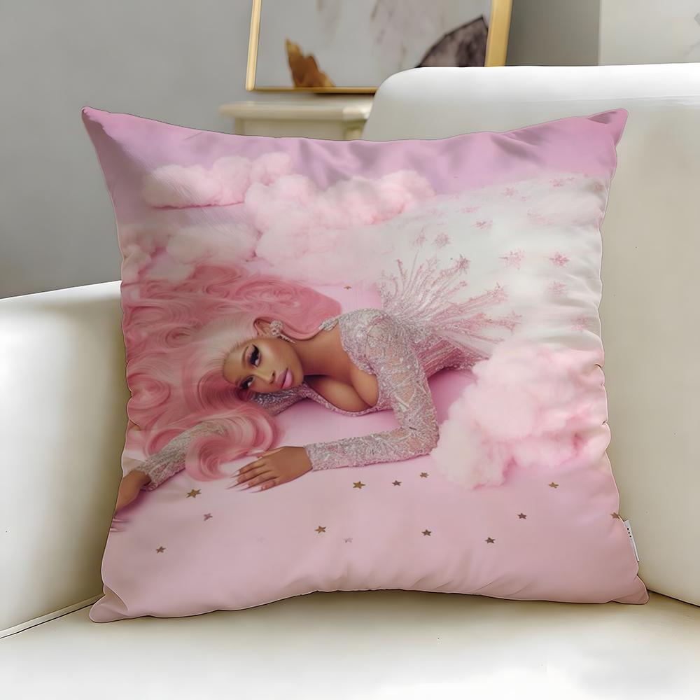 popular rapper Nicki Minaj Cushion Cover Soft  EasyWash Pillow Case  Versatile for Couch Bed Travel and Office