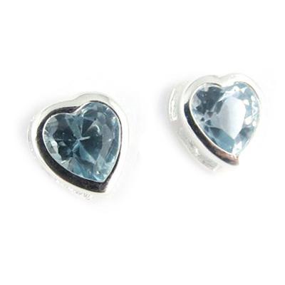 [K9635] - Blue Topaz 'Love' Silver Earrings