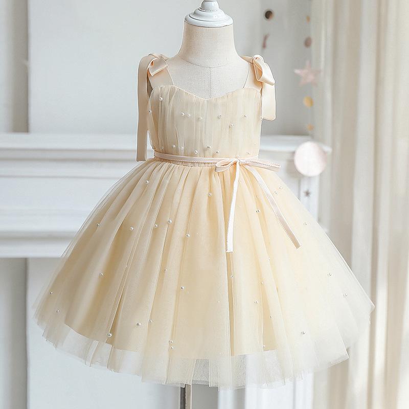 Mädchenmode Süßes Kleid Sommer Kinder Prinzessinnenkleid Neckholderkleid Netz Zottelkleid Klavieraufführungskleid