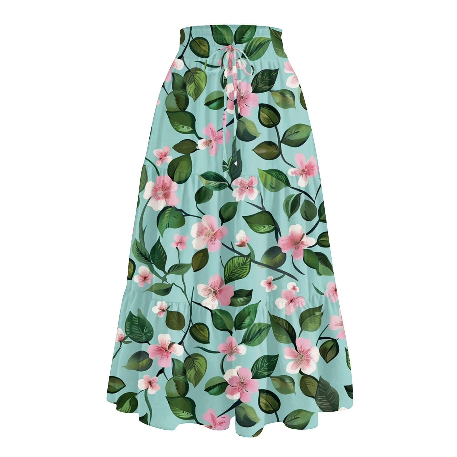 

Женская повседневная и модная юбка с цветочным принтом и эластичным поясом, свободная юбка с талией M