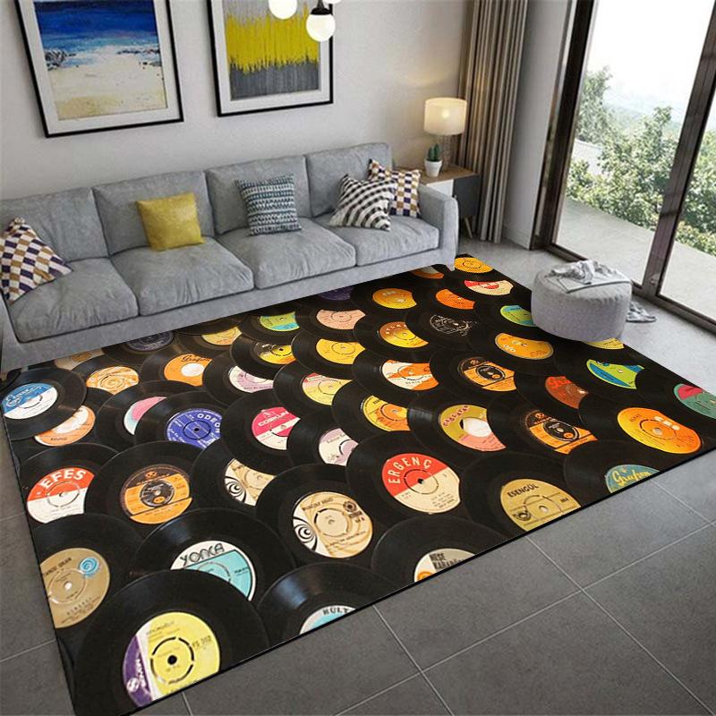Vinyl Record Music DJ Screen Tape Rug Carpet for Living Room Bedroom Home Decor,Floor Mat Non-slip Decoration for Sofa Doormat