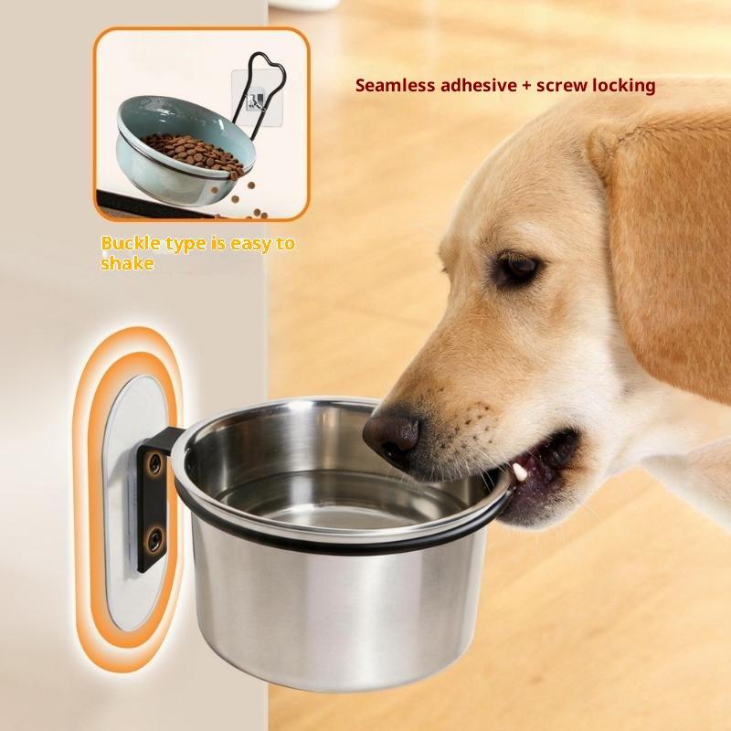 1 Stück Wandmontierte Hundeschüssel Faltbar Edelstahl Erhöhte Hundefutter- und Wassernäpfe Verstellbare Höhe Wandmontiert Katze Futter
