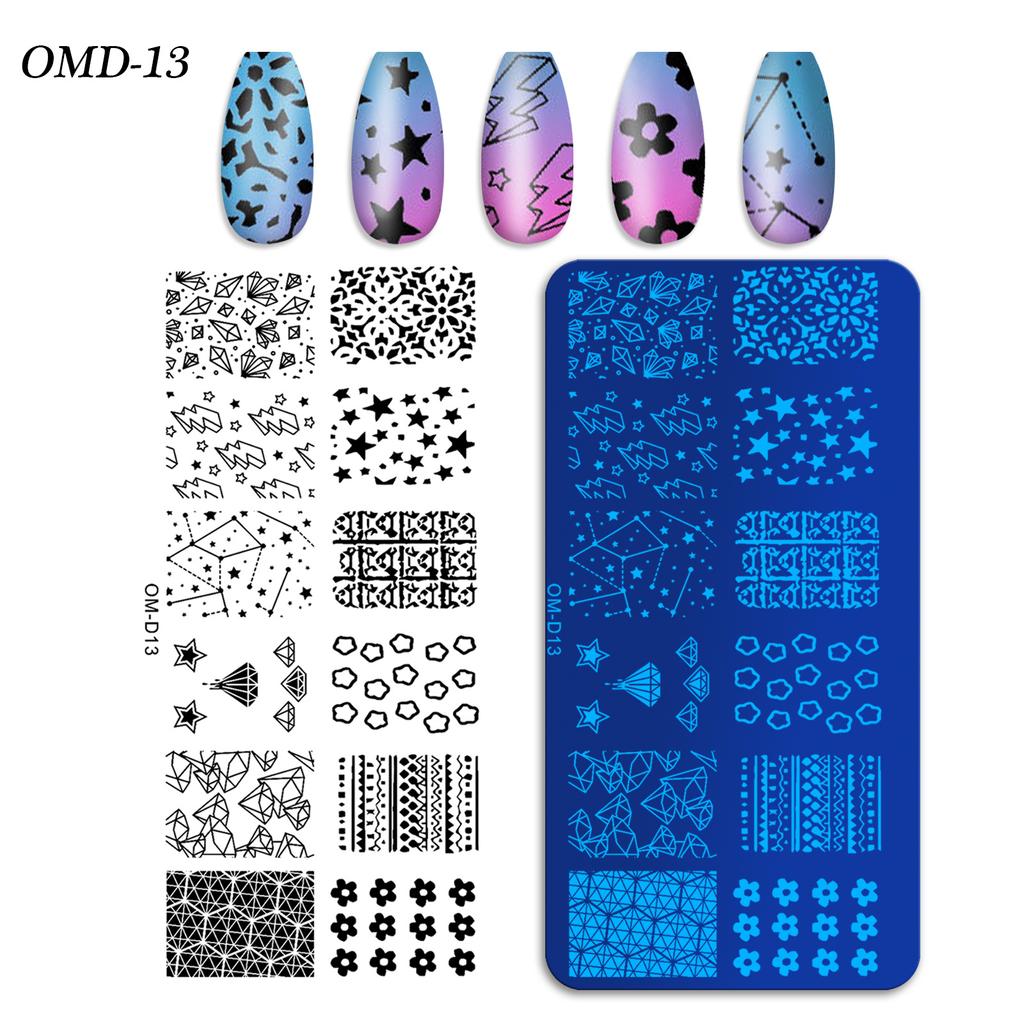 Nail Art Transfer Steel Plate, Rectangular Printing Oil Transfer Printing Steel Plate Blue Film Painted Board Omd Series