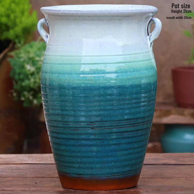 Hoher Handgefertigter Keramikkrug für Sukkulenten und Orchideen