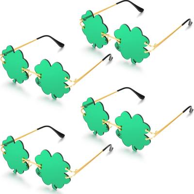 4 Pairs St. Patrick's Day Irish Shamrock Glasses Leprechaun Costume Glasses Green Sunglasses Green Accessories for Women and Men