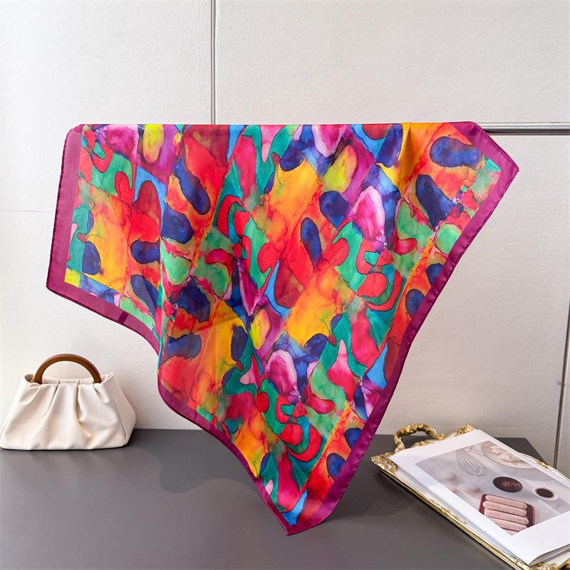 Women Spring Summer Square Scarf 70*70cm Satin Silk Scarves Headscarf Female Foulard Beach Bandana Ladies Neckerchief Hair band