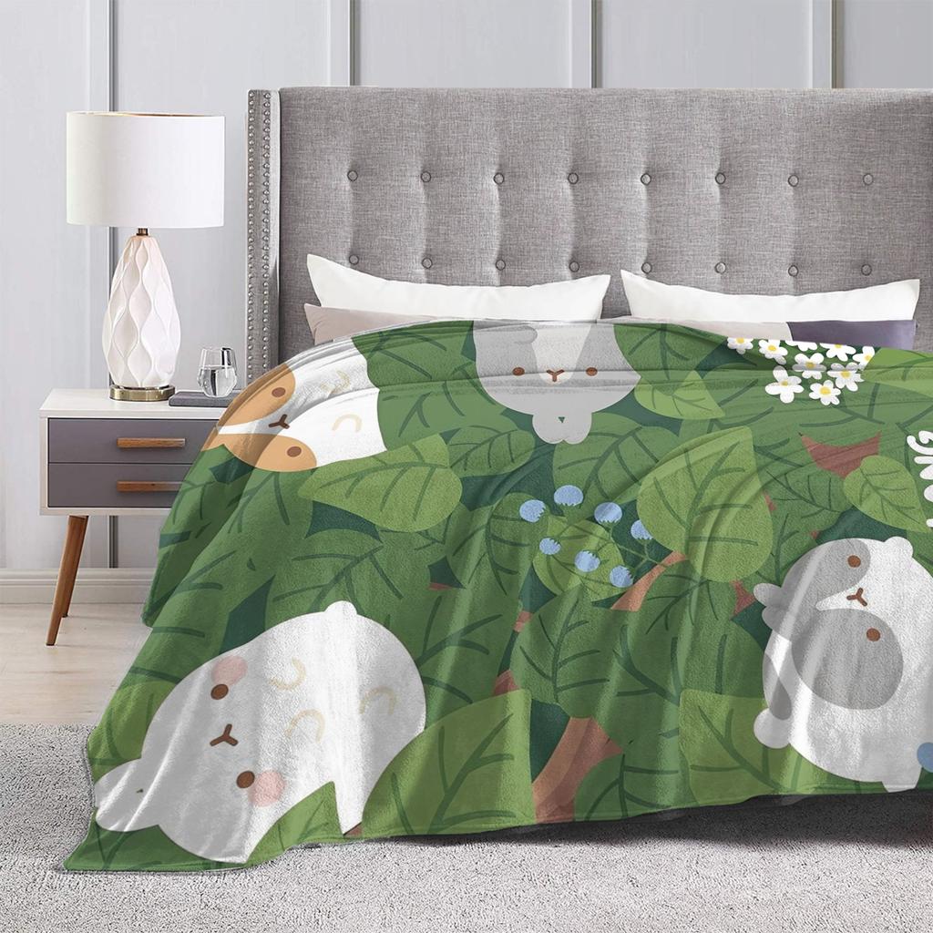 Cute Anime M-Molangs Blanket Fleece Textile Decor Multi-function Super Warm Throw Blanket for Bedding Couch Quilt