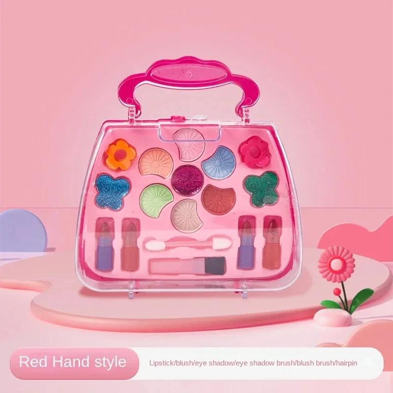 

Heart Of The Ocean Makeup Handbag Water Soluble Safe Girls Cosmetic Box Play House Toy Real Glitter Lipstick