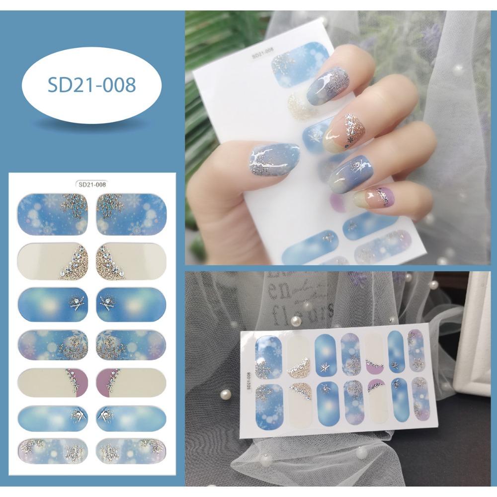 

14 шт./лист, полное покрытие, Рождественский маникюр, снежинка, Рождественская елка, накладные ногти, готовые маникюрные наклейки