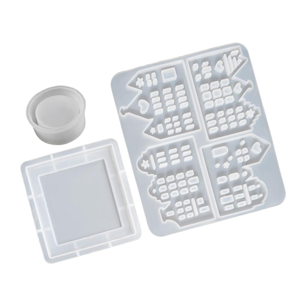 Multifunkční forma na svícen ve tvaru domu, ručně vyráběná, silikonová textura, ideální jako sváteční dárek