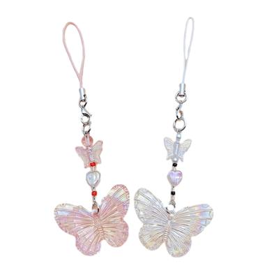 Pendentif Suspendu Papillon Perlé Lanière de Téléphone Douce Décoration de Sac Y2K Lanière Suspendue Portable Cadeau pour Filles Femmes