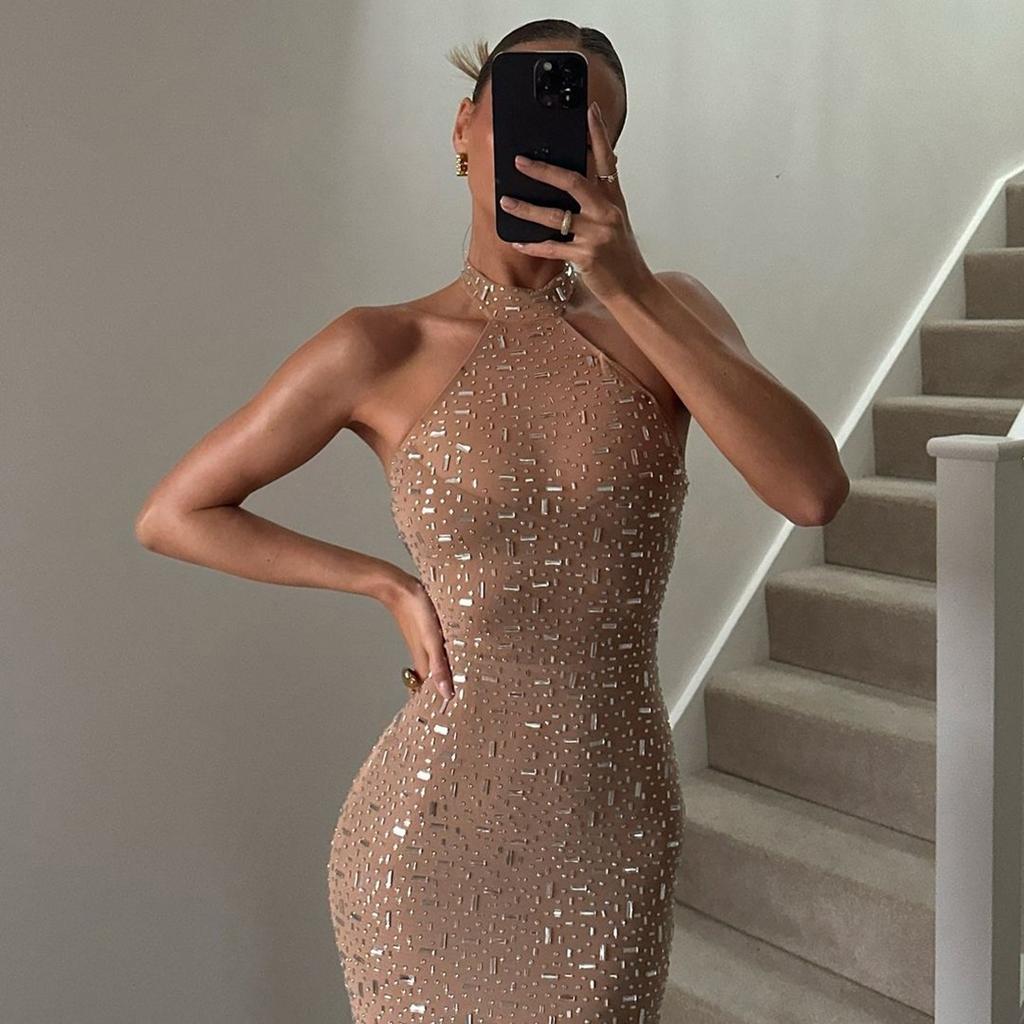 2026 European and American style autumn and winter new Spice Girl slim fashion trend hip wrap personalized design dress women