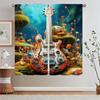 Antique Guitar Bedroom Curtains 2 Pieces Modern Home Decoration Curtain Rods Partition Window Sheer Curtains for Living Room