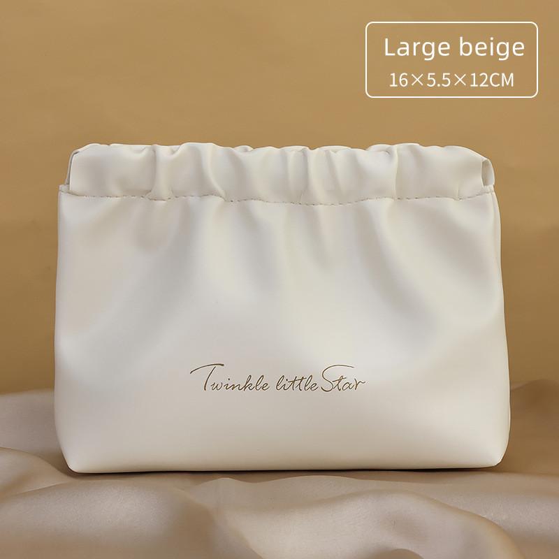 Geantă de machiaj șifonată, cu valoare ridicată, portabilă, impermeabilă, plic roșu de călătorie din PU, geantă de depozitare pentru spălare, mini geantă cosmetică de mână