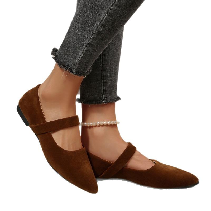 Plus-size Pointed-toe Low-cut Flat-bottomed Women's New-style Low-heeled Shoes