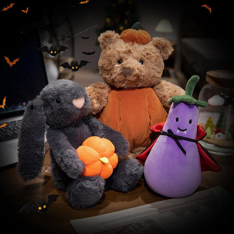 Adorable Peluche de Oso Calabaza de Halloween Relleno de Algodón PP Suave Juguete Animal Relleno Regalo