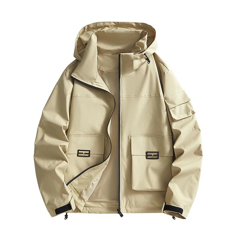 Herrenjacke Damen Mit Kapuze Camping Klettern Outdoor Winddicht Trekking Reißverschluss Mantel Unisex Stil Einfarbige Große Tasche Kleidung
