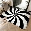 Soft Absorbent Non-Slip Rug Black and White Geometric Lines Floor Mat Home Decor Doormat Bedroom Floor Mat Shower Carpet