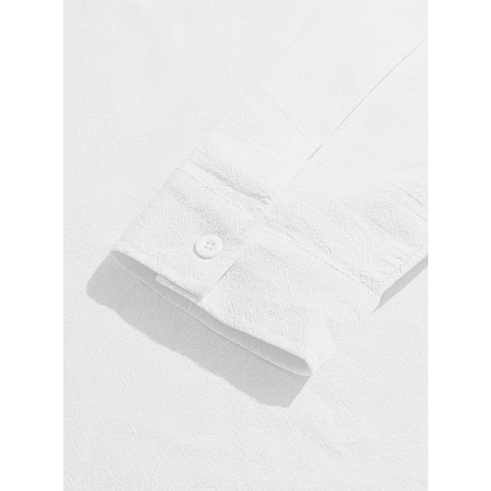 Men's New Style Shirt - Men's Solid Color Collar Long-Sleeved Cotton-Linen Shirt - Large Size - Fashionable Casual Shirt for Men
