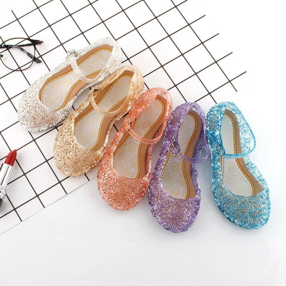 Baby Girls Crystal Jelly Sandals Princess Cosplay Party Girl Dance Shoes Wedge Sandalas Fashion for Girls Nest Hollow Out Mesh Flats Shoes