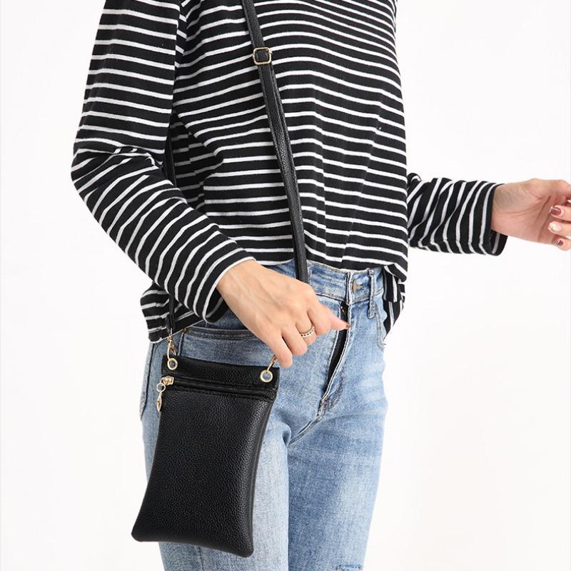 Damska torba na telefon typu crossbody z PU, wzorem Litchi, długi pasek na ramię, pojedyncza torba na ramię, spersonalizowany modny portfel i torebka