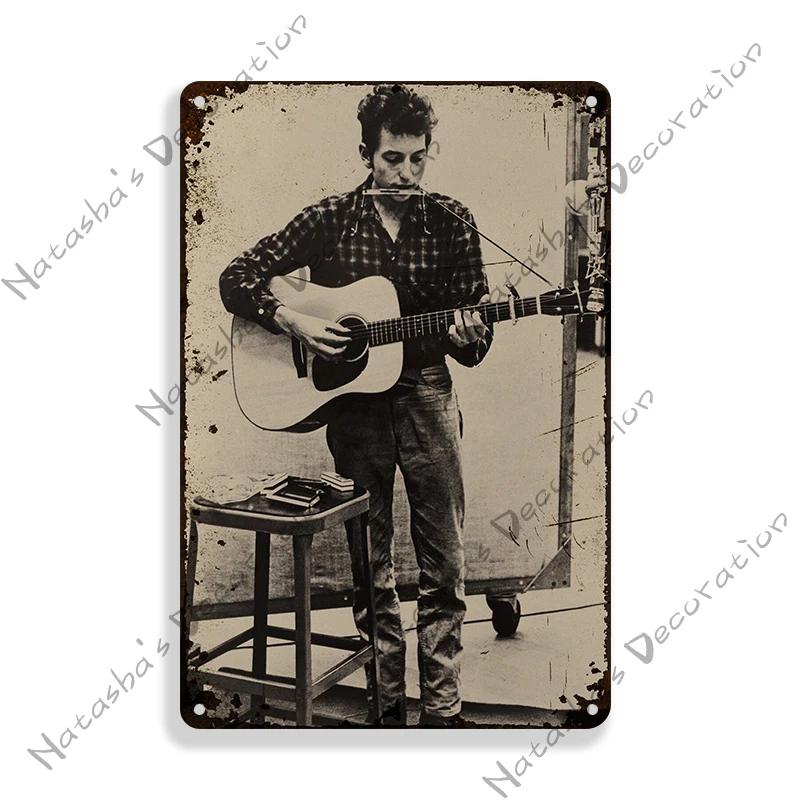 Folk Music Poster Bob Dylan Decorative Sign Rusty Metal Sign Home Bar Cafe Wall Decor Metal Plaque Wall Plate Industrial Decor