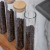 4pcs Food Jars & Canisters Glass Multipurpose Round Flip Top Reusable Test Tube With Rack Empty Coffee Beans Tea Spice Glass Storage Bottle For Bar Ho