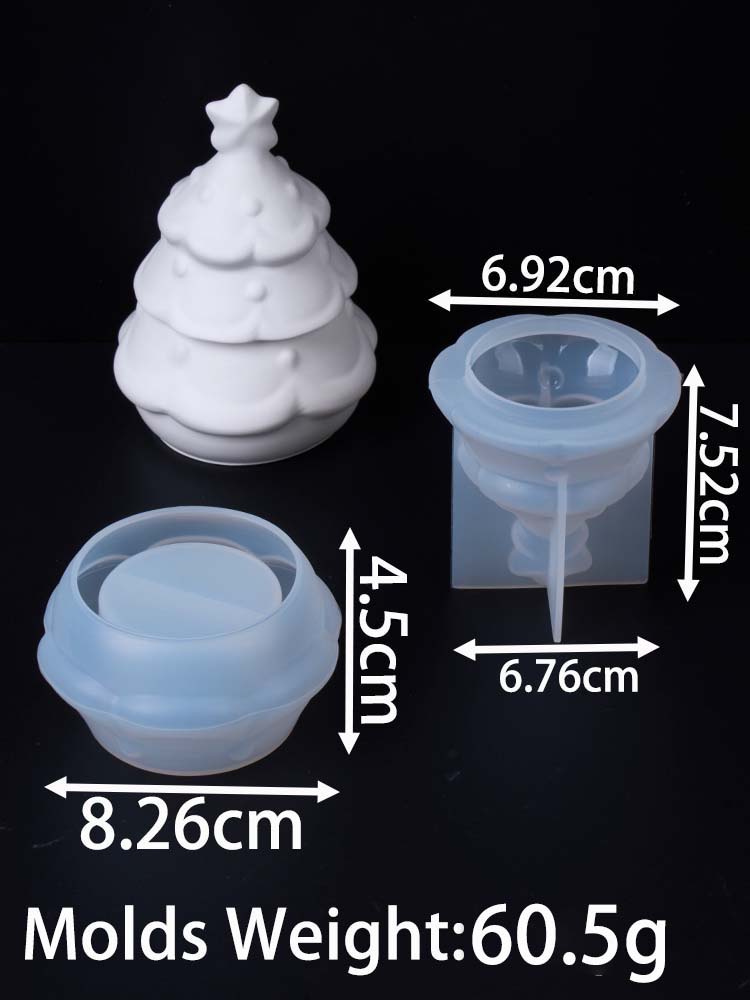

Christmas Candle Jar Silicone Mold DIY Christmas Tree Santa Claus Gypsum Ornament Molds Resin Storage Box Crafts Making Home Dec