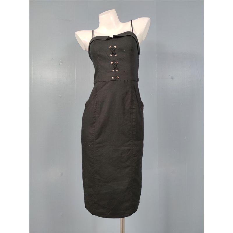 

Export Single FN Home Suspenders Waist-Tight Slim Looking Spring New Arrival Black Hepburn Beautiful Personality Retro Easy Matching Dress Black L(170)