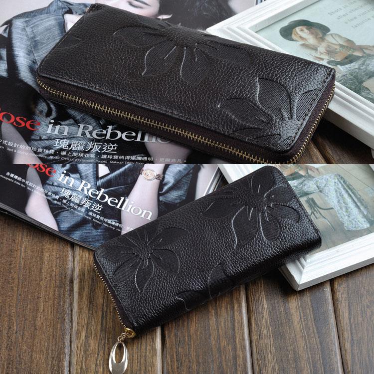 Women's Wallet Long Handbag Leather Wallet Coin Purse Square Bag Zippered Bag Wallet