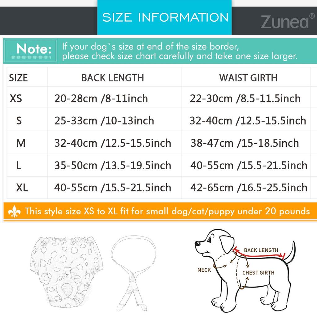 ZUNEA Dog Diaper Pants for Female Small Menstrual Sanitary Pants with Cute Bow Polka Dot Menstrual Manners Pet Dog Size S Dogs, Breed, Period,