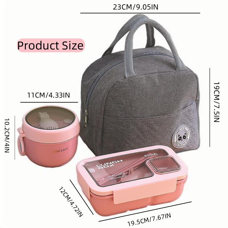 

Набор термосумок для ланча с герметичными контейнерами для еды и крышками | Набор для приготовления еды из 3 предметов для офиса, школы, поездок | Не содержит БФА