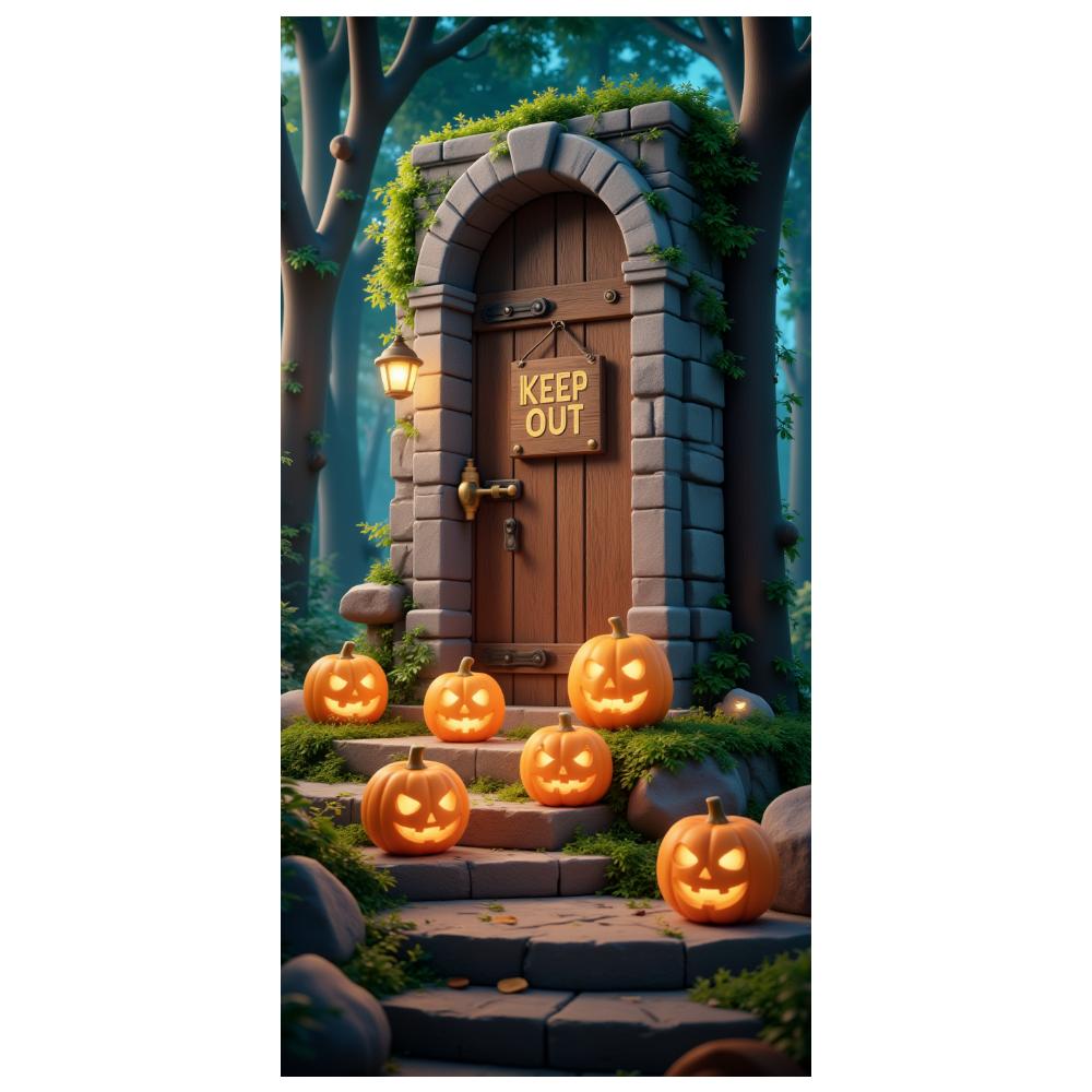 Party Backdrop Jack O'Lantern Event Banner Haunted House Banner Wooden Door Halloween Banner For Holiday Decor Haunted House