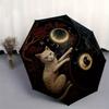 Yin Yang Cats: A Mystical Nighttime Art Print Umbrella, Cute Umbrella with Cute Design, Portable 3-Fold Compact Umbrella for Men & Women, Valentine's