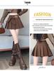 Design-Inspired High-Waisted Academic Pleated Mini Skirt with Bow Tie Strap for Women - Versatile, Anti-Exposure, Slimming