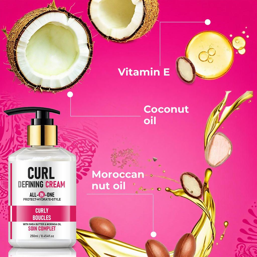 Curl Defining Cream-Deeply Hydrate And Moisturize-Prevent Frizz-Define Curls-Use For Hair Braid, Loc & Twist, 250ml
