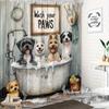 Cute Dogs in Bathtub 3D Waterproof Shower Curtain - Adorable Pet Theme Bathroom Decor, Unique and Fun Design