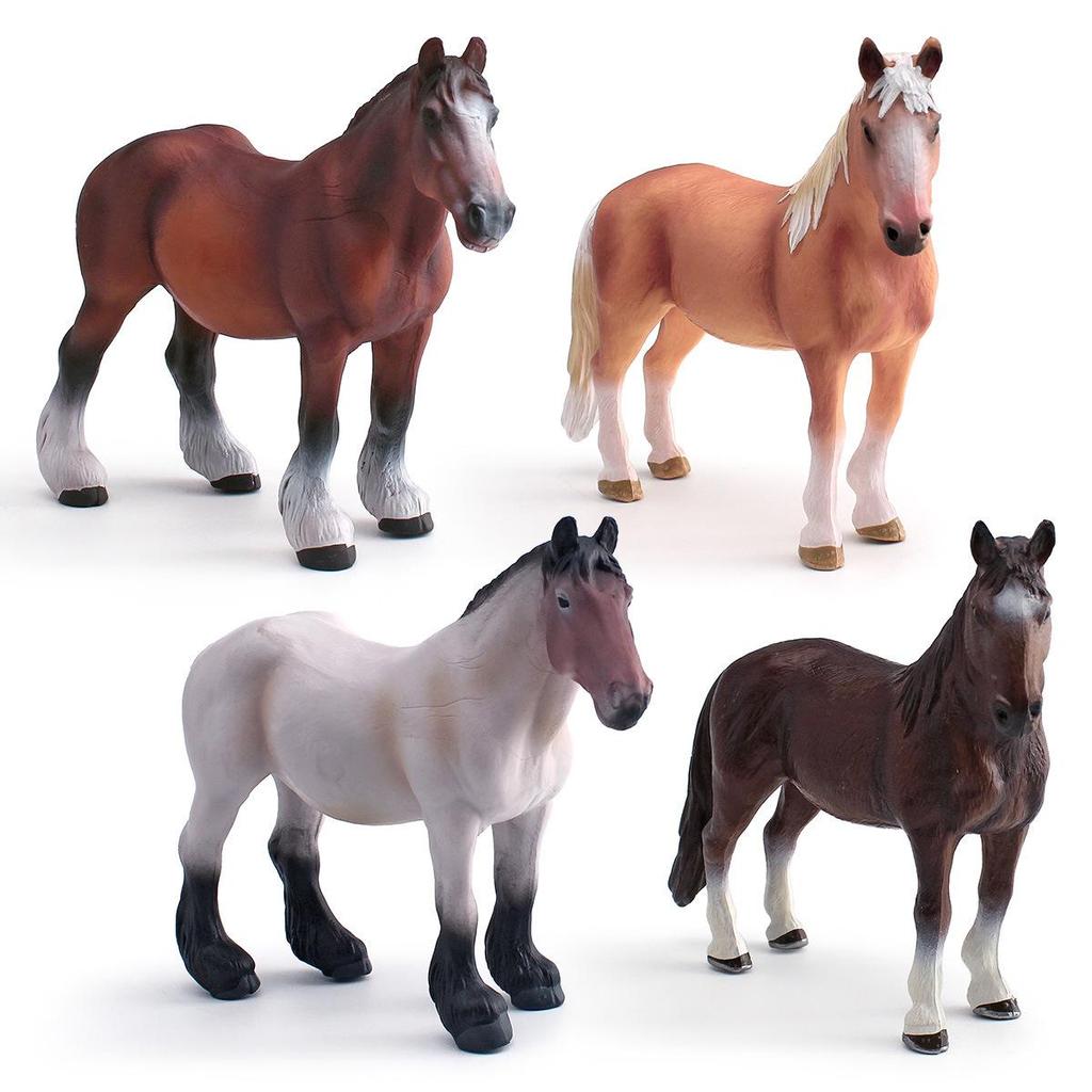 Cross-Border Kids' Wild Animal Horse Models - Dutch Draft Stallion & Tennessee Walking Mare Ornaments