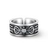 Adjustable Open Ring Men Women Vintage Sun Relief Carved Geometric Plated Statement Band