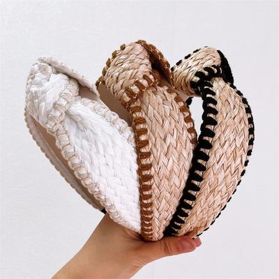 Beliebter Raffia-Knoten-Haarreif Damen Lässig Einkaufen Kopfschmuck Breite Damen-Haarbänder