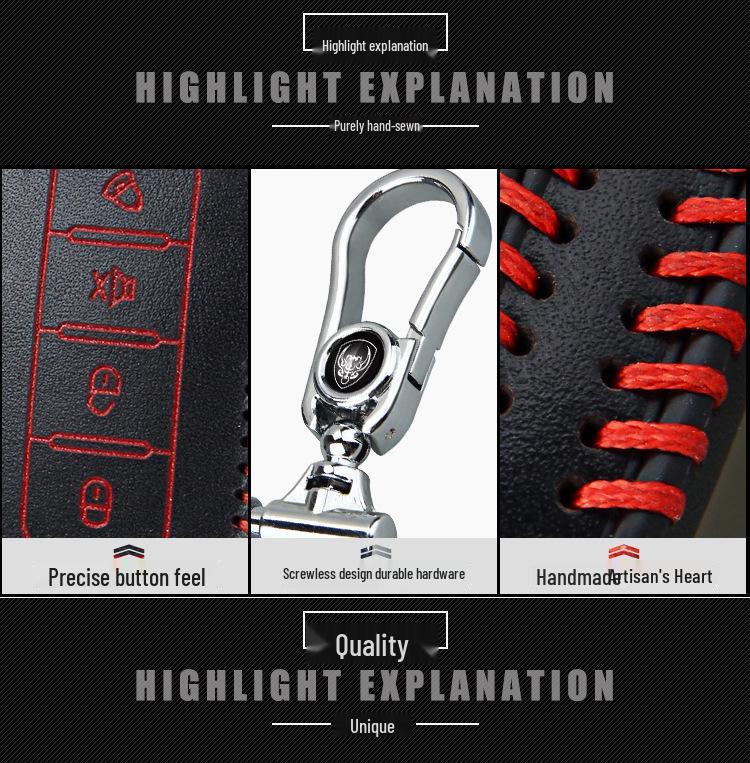 Volkswagen Hand-stitched Leather Key Pouch: Professional Protective Cover for Car Remotes