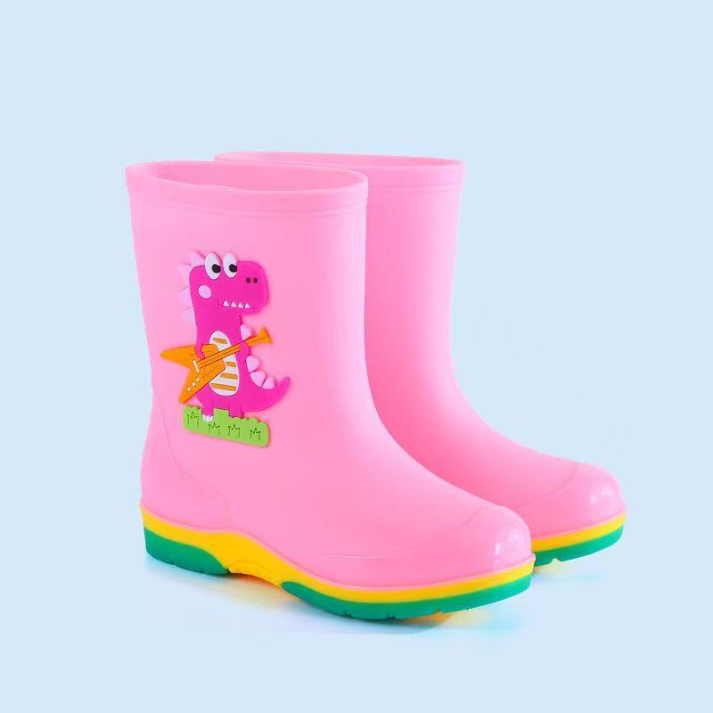 Cartoon Waterproof Kids Rain Boots Warm Cotton Lined Non-Slip Rubber Shoes for Boys Girls Comfortable Toddler Water Shoes