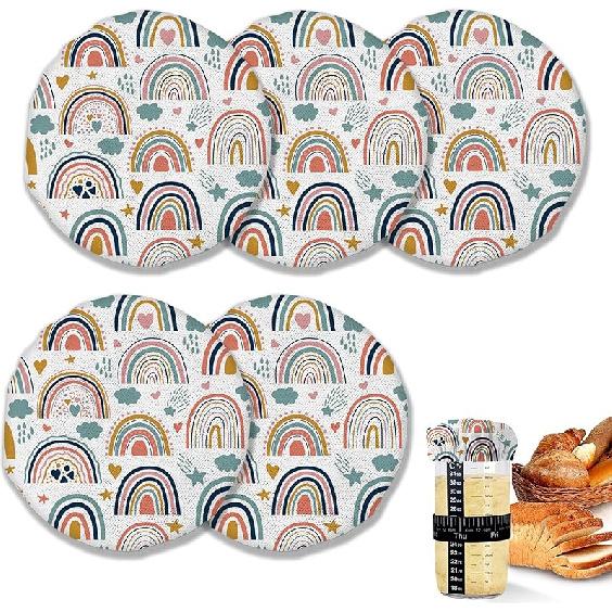 Sourdough Starter Cloth Covers Jars,Water Lotus Fermentation Cheese Fabric Lids,Fit Jars Mouth from 3-4 inch, 5 Pack