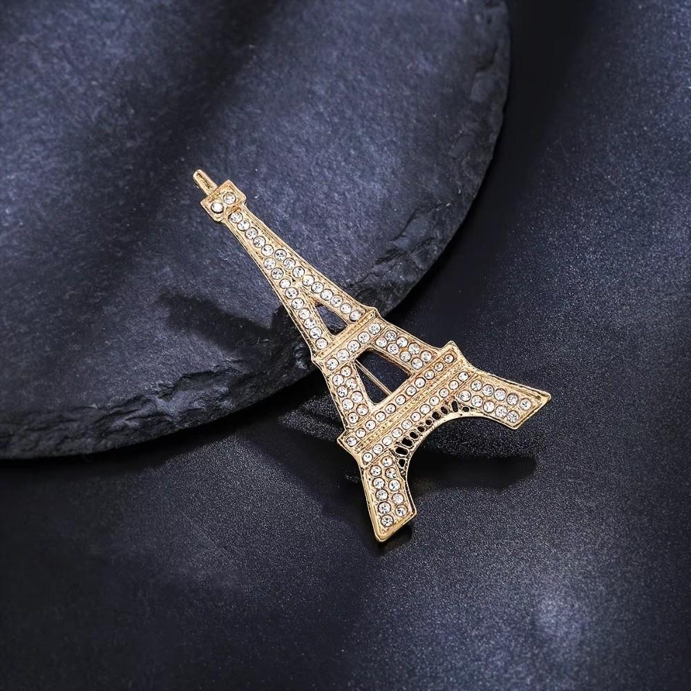 Vergoldete/Versilberte Eiffelturm Brosche Strass Brosche Kleidung Dekorative Schmuck Accessoires