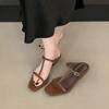 French retro niche thick heel cool slippers women's outer wear 2025 summer new open-toed hollowed-out vacation Roman sandals