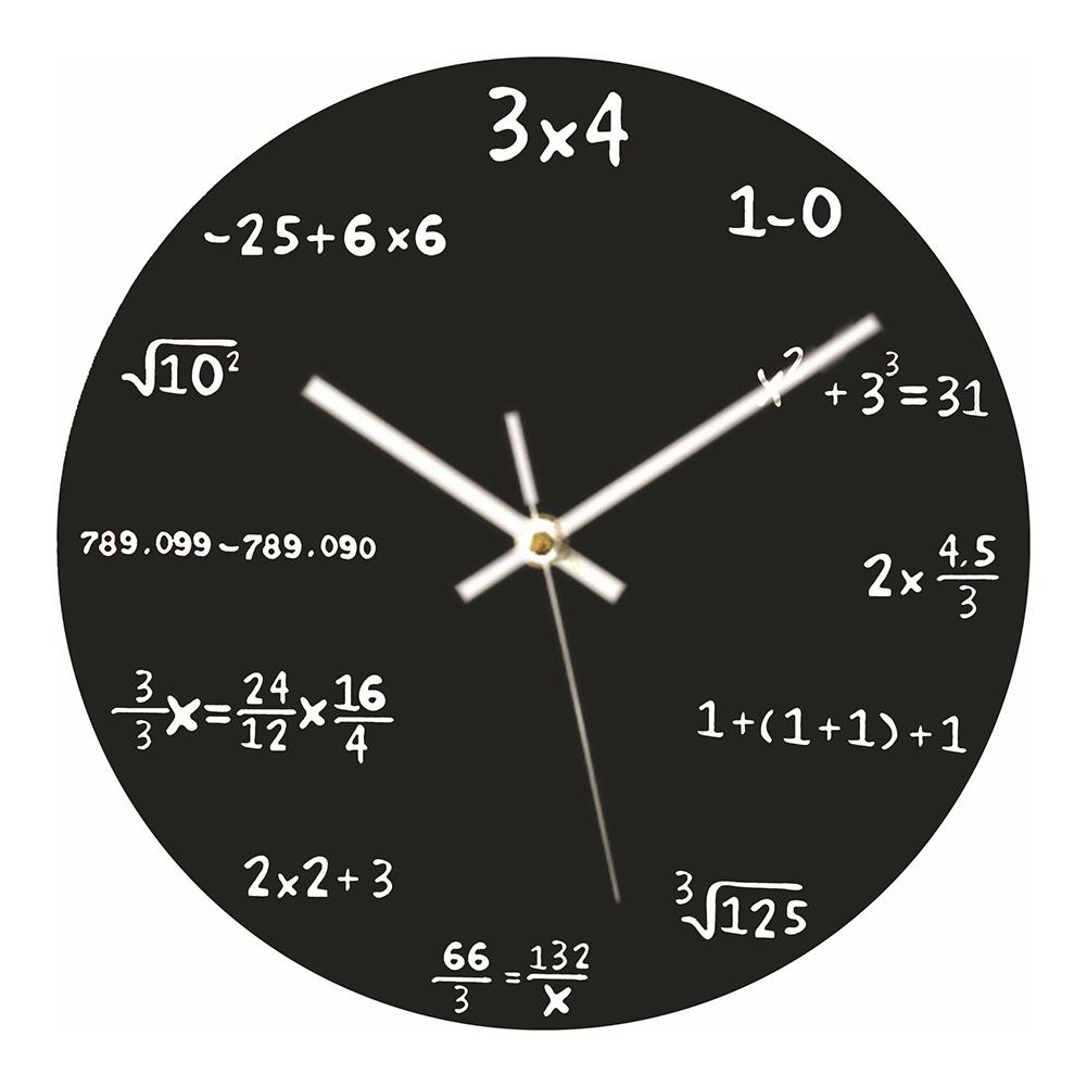 Modern Wall Clock with Equation Numbers for Math For Teachers Students and Engineers Black 30x30 cm Battery Powered